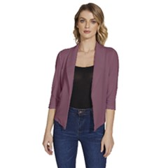 Dull Purple	 - 	draped Front 3/4 Sleeve Shawl Collar Jacket