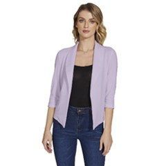 Languid Lavender Purple	 - 	draped Front 3/4 Sleeve Shawl Collar Jacket by ColorfulWomensWear