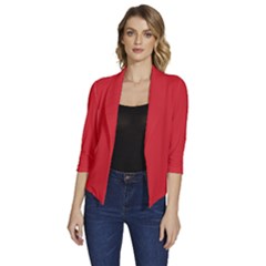 Amaranth Red	 - 	draped Front 3/4 Sleeve Shawl Collar Jacket