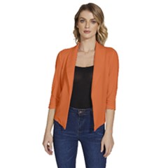 Halloween Orange	 - 	Draped Front 3/4 Sleeve Shawl Collar Jacket