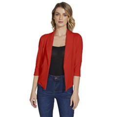 Chili Red	 - 	draped Front 3/4 Sleeve Shawl Collar Jacket by ColorfulWomensWear