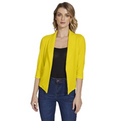 Bumblebee Yellow	 - 	draped Front 3/4 Sleeve Shawl Collar Jacket