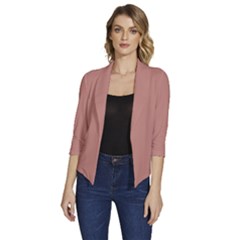 Rose Dawn Brown	 - 	draped Front 3/4 Sleeve Shawl Collar Jacket