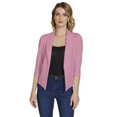 Sea Pink	 - 	draped Front 3/4 Sleeve Shawl Collar Jacket