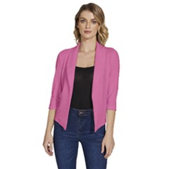 Liseran Pink	 - 	draped Front 3/4 Sleeve Shawl Collar Jacket