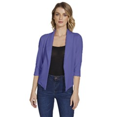 Blue Iris	 - 	draped Front 3/4 Sleeve Shawl Collar Jacket by ColorfulWomensWear