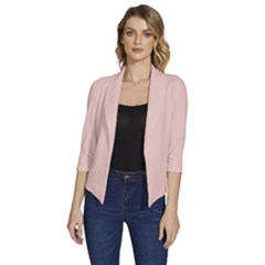 Pale Dogwood	 - 	draped Front 3/4 Sleeve Shawl Collar Jacket