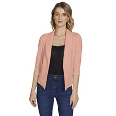 Peach Quartz	 - 	draped Front 3/4 Sleeve Shawl Collar Jacket by ColorfulWomensWear