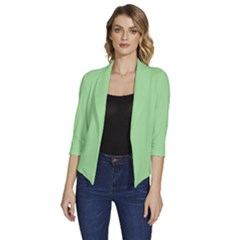 Granny Smith Apple Green	 - 	draped Front 3/4 Sleeve Shawl Collar Jacket by ColorfulWomensWear