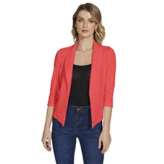 Tart Orange	 - 	draped Front 3/4 Sleeve Shawl Collar Jacket by ColorfulWomensWear