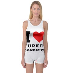 I Love Turkey Sandwich One Piece Boyleg Swimsuit by ilovewhateva