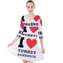 I love turkey sandwich Quarter Sleeve Front Wrap Dress View1