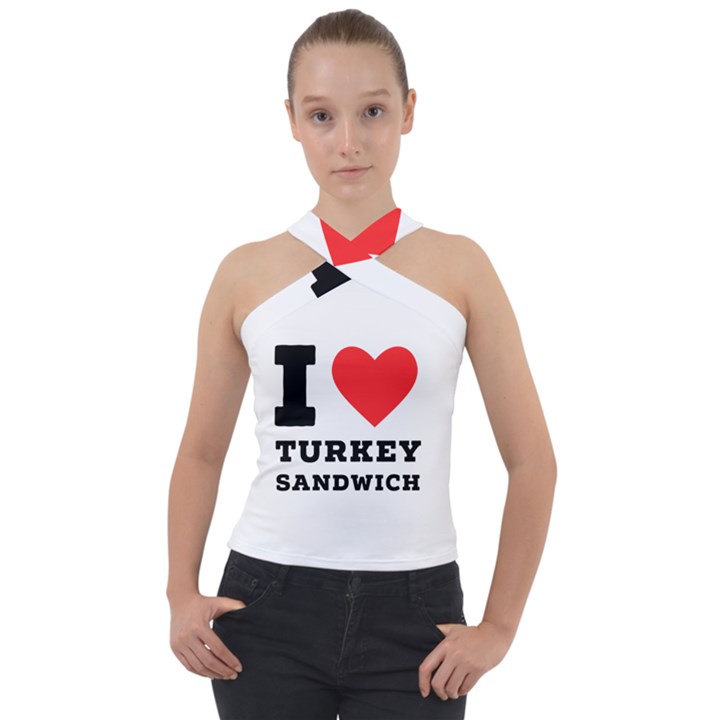 I love turkey sandwich Cross Neck Velour Top