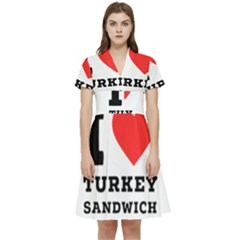 I Love Turkey Sandwich Short Sleeve Waist Detail Dress by ilovewhateva