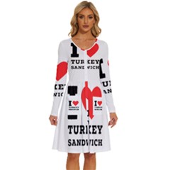 I Love Turkey Sandwich Long Sleeve Dress With Pocket by ilovewhateva