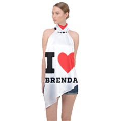 I Love Brenda Halter Asymmetric Satin Top by ilovewhateva