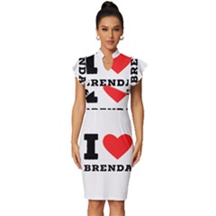 I Love Brenda Vintage Frill Sleeve V-neck Bodycon Dress