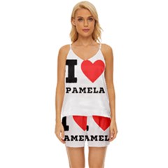 I Love Pamela V-neck Satin Pajamas Set by ilovewhateva