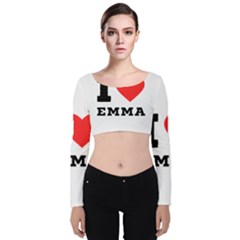 I Love Emma Velvet Long Sleeve Crop Top by ilovewhateva