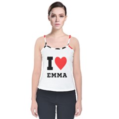 I Love Emma Velvet Spaghetti Strap Top by ilovewhateva