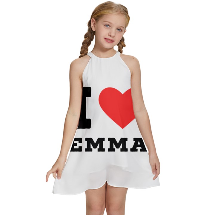 I love emma Kids  Halter Collar Waist Tie Chiffon Dress