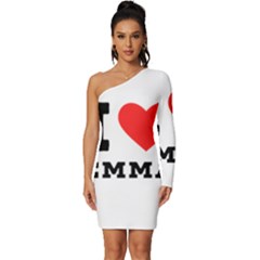 I Love Emma Long Sleeve One Shoulder Mini Dress by ilovewhateva