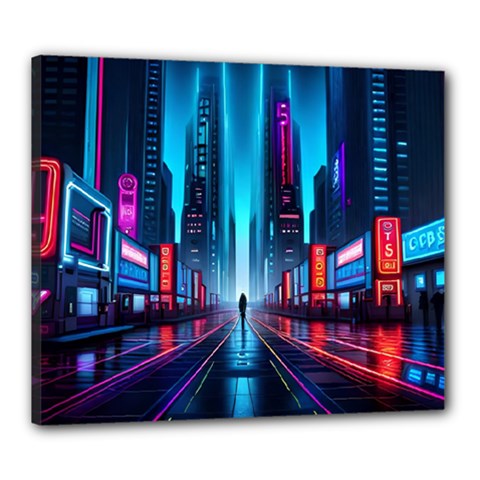 City People Cyberpunk Canvas 24  X 20  (stretched)