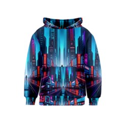 City People Cyberpunk Kids  Pullover Hoodie by Jancukart