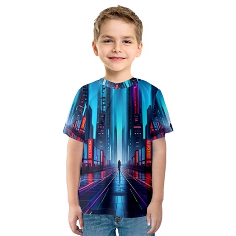 City People Cyberpunk Kids  Sport Mesh Tee by Jancukart