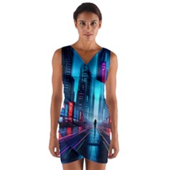 City People Cyberpunk Wrap Front Bodycon Dress