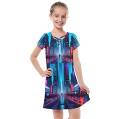 City People Cyberpunk Kids  Cross Web Dress