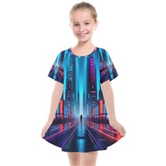 City People Cyberpunk Kids  Smock Dress by Jancukart