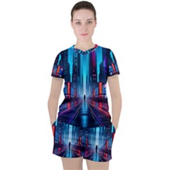 City People Cyberpunk Women s Tee And Shorts Set