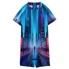 City People Cyberpunk Kids  Boyleg Half Suit Swimwear