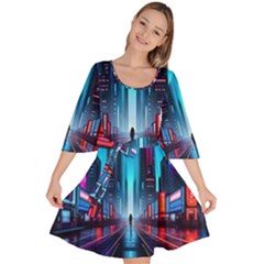 City People Cyberpunk Velour Kimono Dress