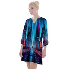 City People Cyberpunk Open Neck Shift Dress