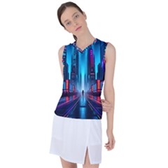 City People Cyberpunk Women s Sleeveless Sports Top by Jancukart