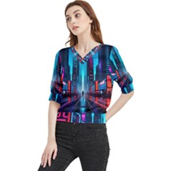 City People Cyberpunk Quarter Sleeve Blouse