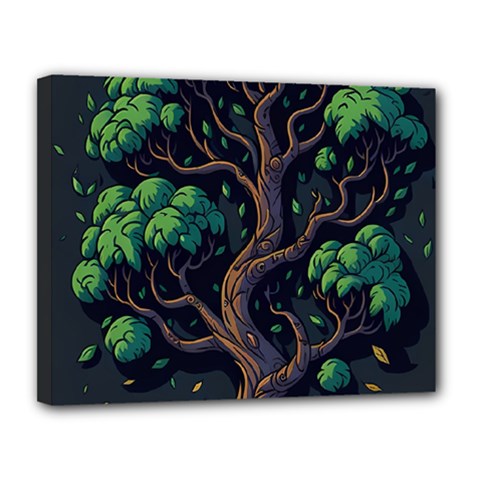 Tree Nature Cartoon Drawing Comic Canvas 14  X 11  (stretched)