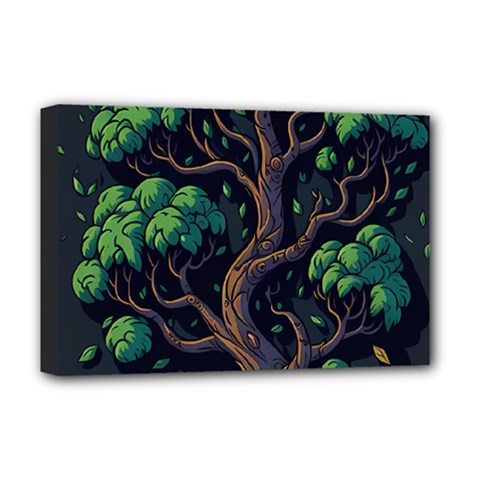 Tree Nature Cartoon Drawing Comic Deluxe Canvas 18  X 12  (stretched)