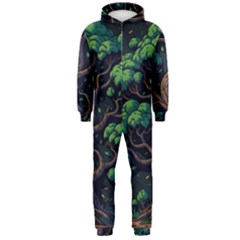 Tree Nature Cartoon Drawing Comic Hooded Jumpsuit (men)