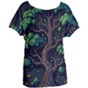 Tree Nature Cartoon Drawing Comic Women s Oversized Tee View1