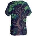 Tree Nature Cartoon Drawing Comic Women s Oversized Tee View2