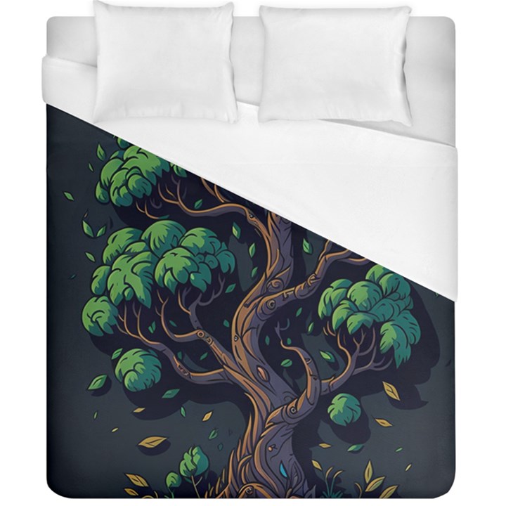 Tree Nature Cartoon Drawing Comic Duvet Cover (California King Size)