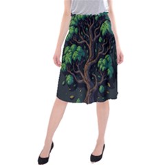 Tree Nature Cartoon Drawing Comic Midi Beach Skirt