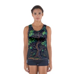 Tree Nature Cartoon Drawing Comic Sport Tank Top  by Jancukart