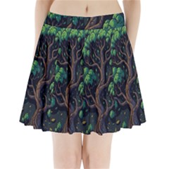 Tree Nature Cartoon Drawing Comic Pleated Mini Skirt