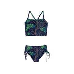 Tree Nature Cartoon Drawing Comic Girls  Tankini Swimsuit