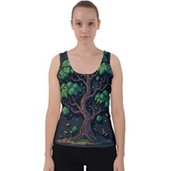 Tree Nature Cartoon Drawing Comic Velvet Tank Top