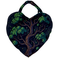 Tree Nature Cartoon Drawing Comic Giant Heart Shaped Tote